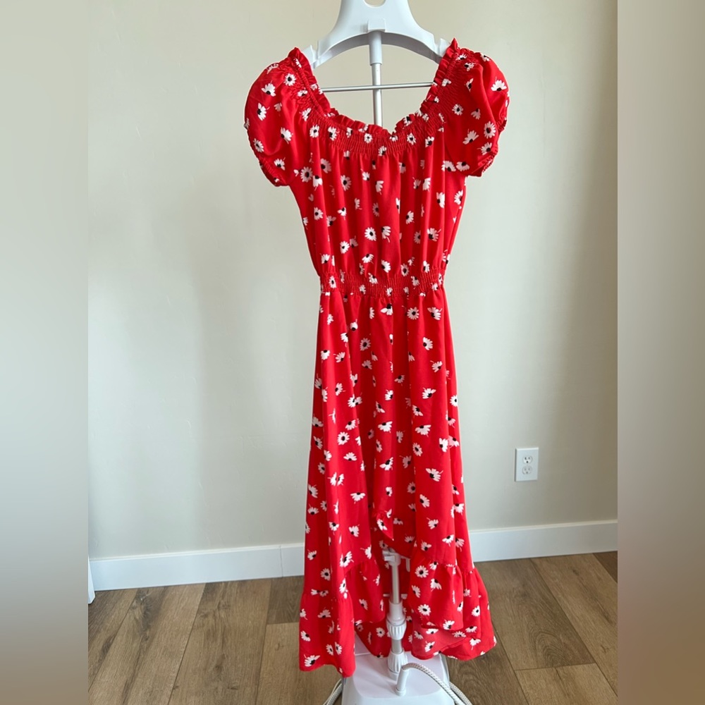 Bohme Red Floral High Low Dress